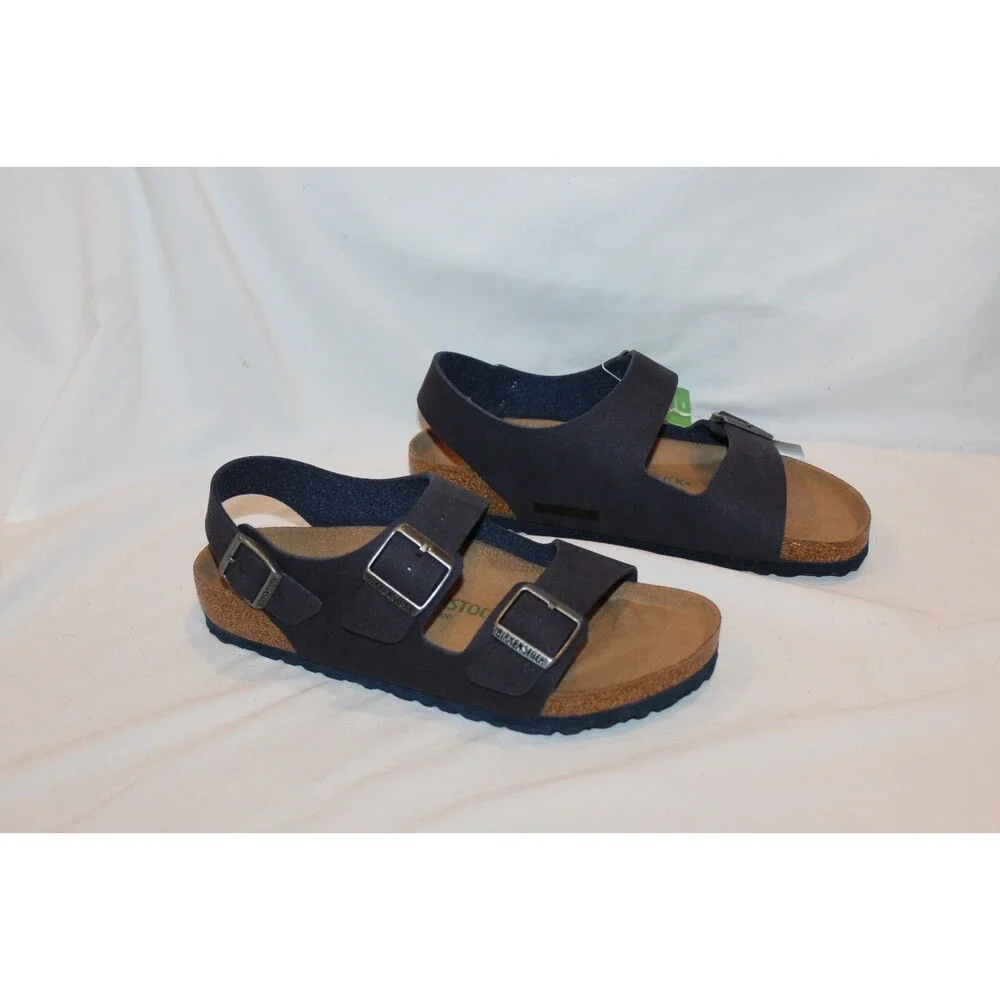 BIRKENSTOCK MEN'S MILANO VEGAN LEATHER INDIGO BLUE EU 42 US 9 REGULAR NIB